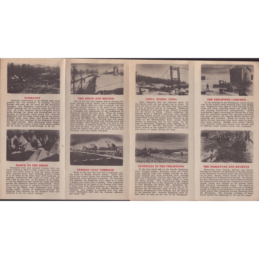1946 US Army Corps of Engineers WWII Overseas History Fold-Out Brochure VG - Picture 4 of 5